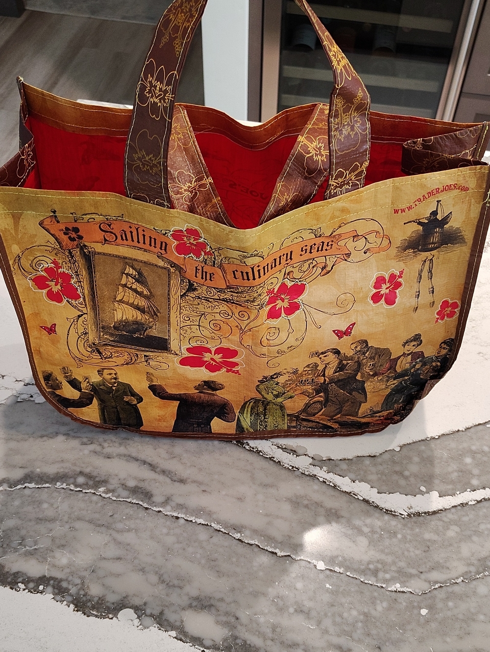 "Sailing The Culinary Seas" Victorian Print Water Resistant Shopping Tote Bag